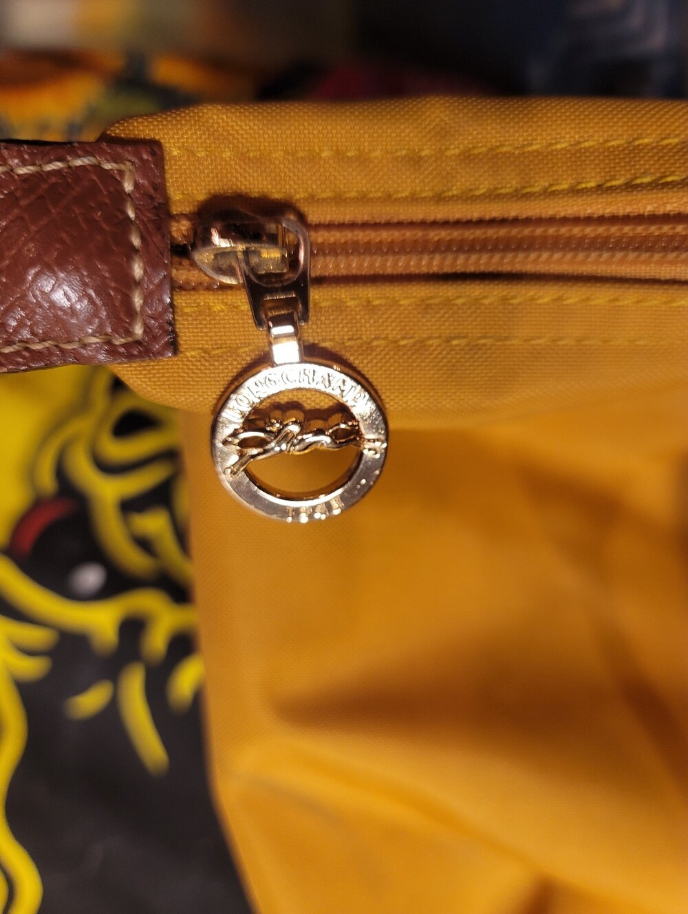 LONGCHAMP PARIS Le Pliage Mustard Yellow Small Nylon Tote Made in France - Picture 4 of 8